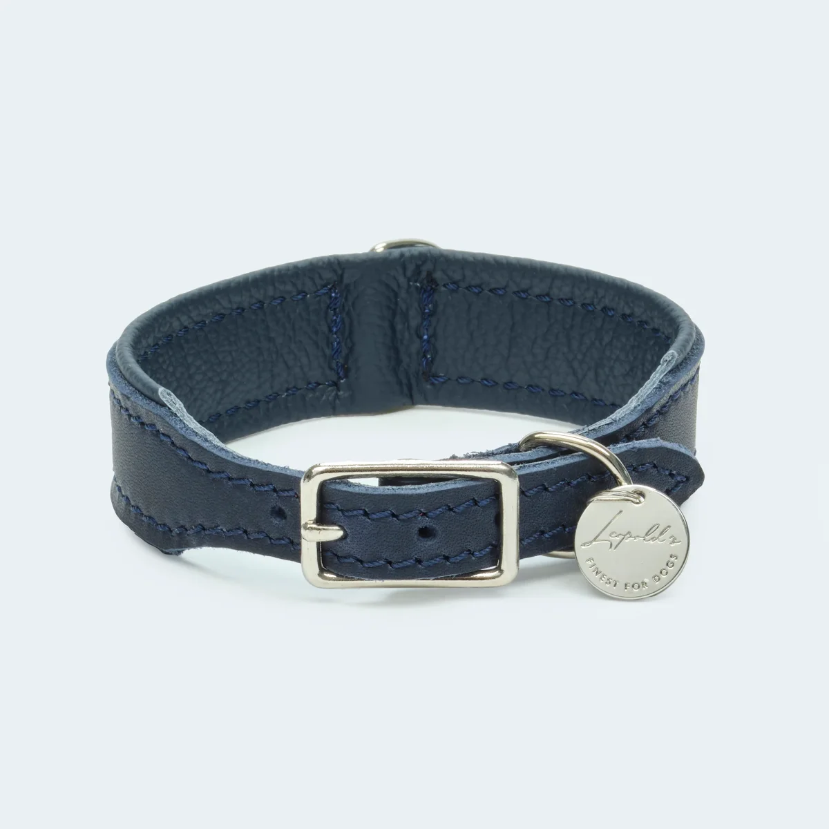 Hundehalsband Leder dunkelblau – Bild 3