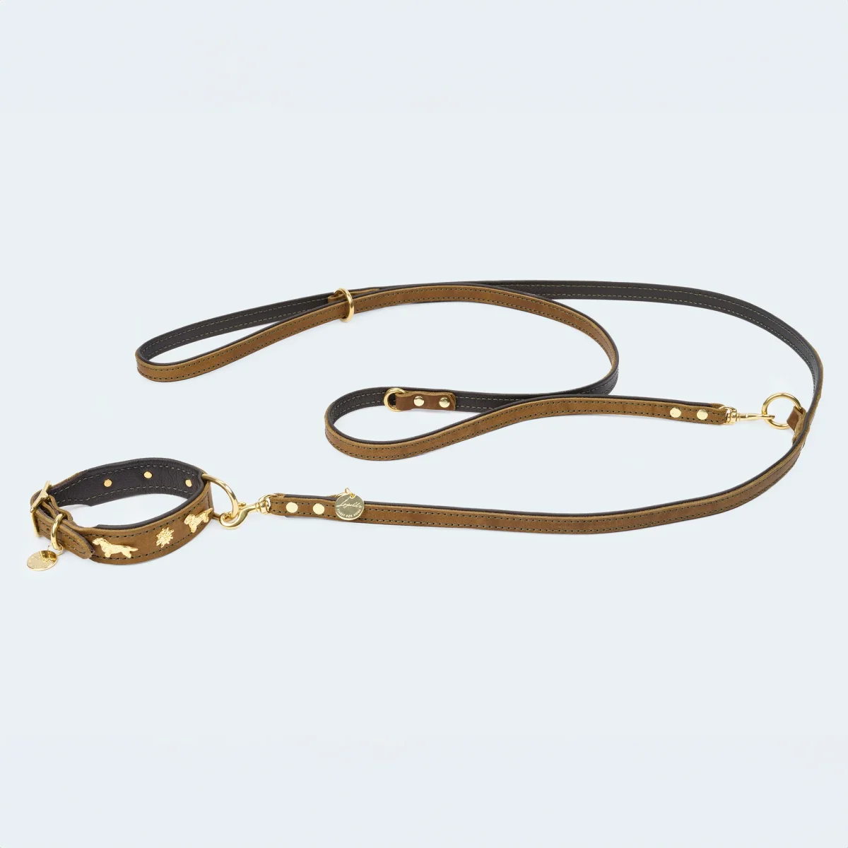 Hundehalsband Leder Dackel oliv/ dunkelbraun – Bild 5