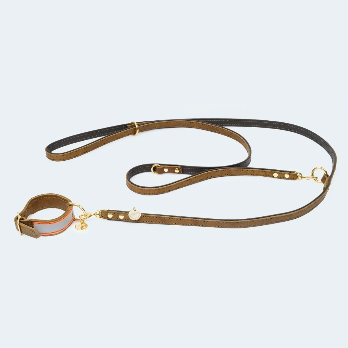 Hundehalsband Leder Reflex oliv – Bild 5